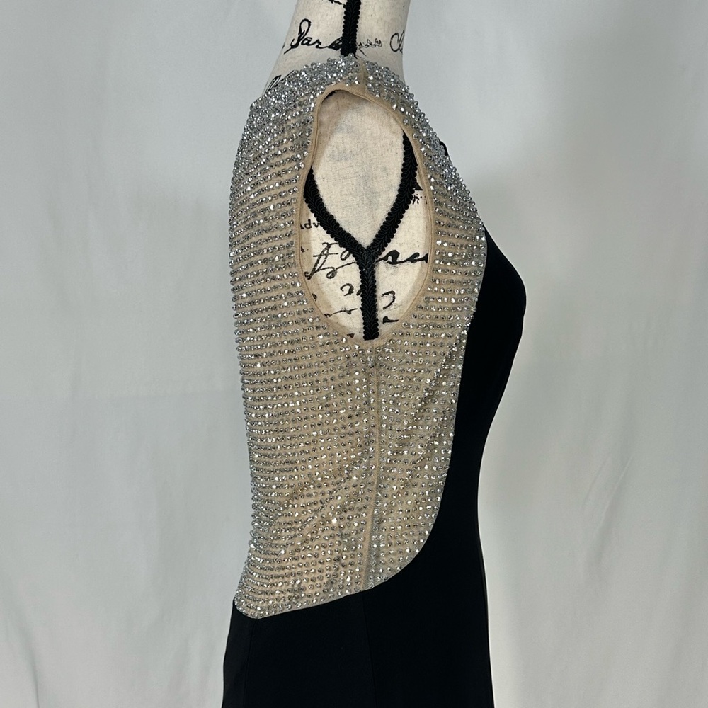 XSCAPE Caviar Beaded Rhinestone Mesh Illusion Panel Jersey Formal Gown Prom 6 - Picture 4 of 12